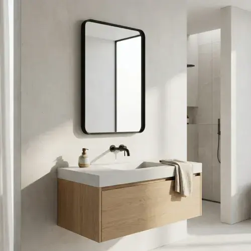 Eclipser 600x800mm Oblong Mirror - Matt Black