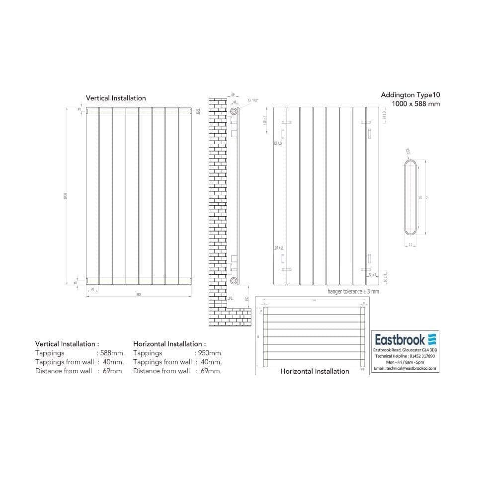 Addington Electric Radiator Electric Only Addington Type 10 Designer Radiator - Gloss White ...
