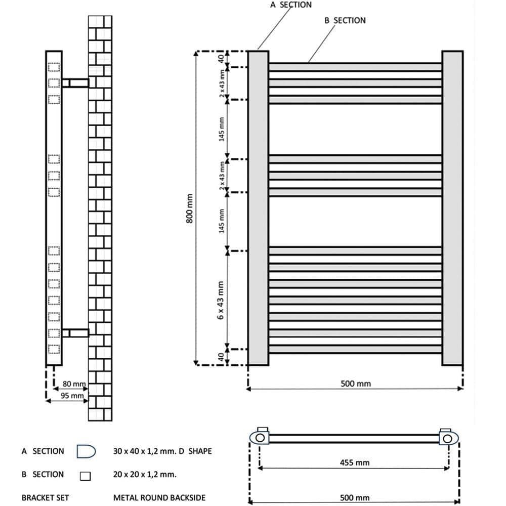 Electric Only Rion Straight Towel Radiators - Chrome - Various Sizes