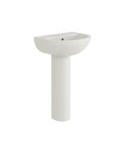 Elettra Basin With Full Pedestal - 550mm Wide - White - 1 or 2 Tap Holes