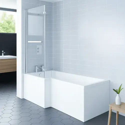 Elite 1800mm Shower Bath Pack inc Front Panel and Shower Screen