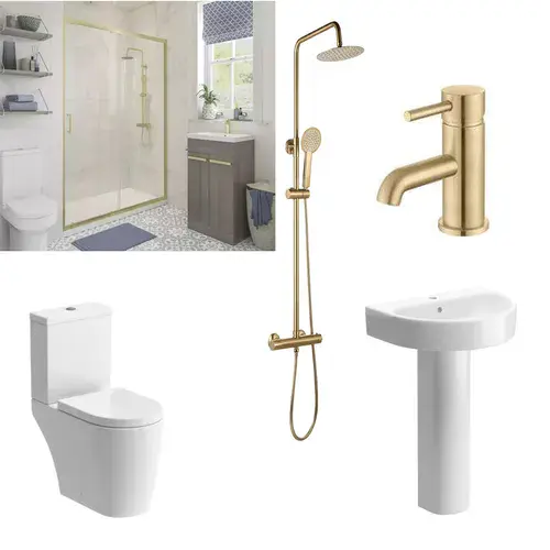 Elite Brushed Brass 1000mm Sliding Shower Door Suite