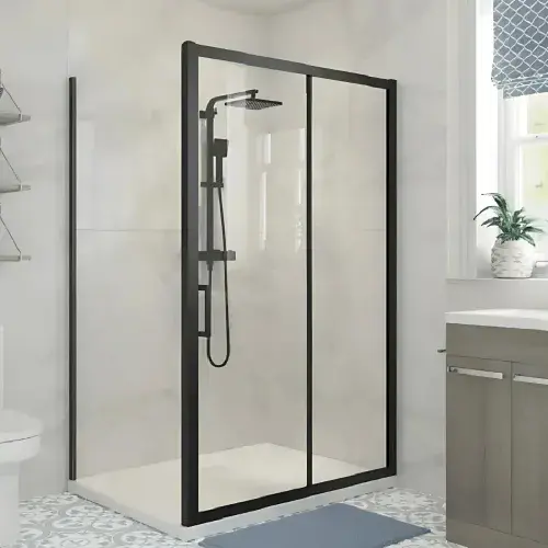 Elite Matt Black 1000mm Sliding Shower Door Shower Enclosure