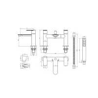 Elsted Bath Shower Mixer Tap (BSM) Including handset & holder - Chrome