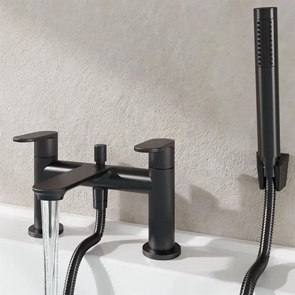 Elsted Bath Shower Mixer Tap BSM Including handset & holder - Matt Black