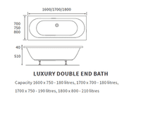 Emery Reinforced Super Strength Double Ended Bath, Various Sizes
