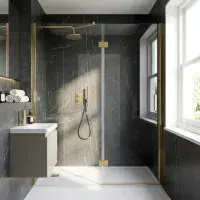 Encore Brushed Brass BIV Shower Pack - Round Head, Handset & Diamond Cross Hatch Valve Handles