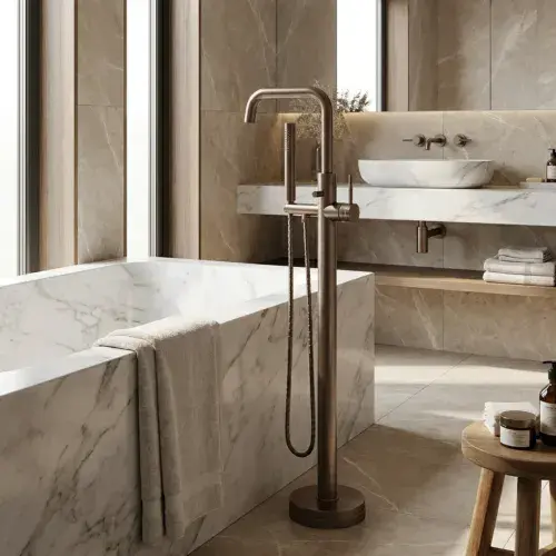 Encore FreeStanding Bath Shower Mixer Tap Brushed Bronze