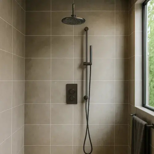 Encore Gunmetal BIV Shower Pack, Concealed Shower Valve Round Riser and Heads