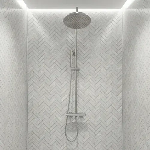 Encore Round Rigid Riser Thermostatic Shower Kit - Polished Chrome
