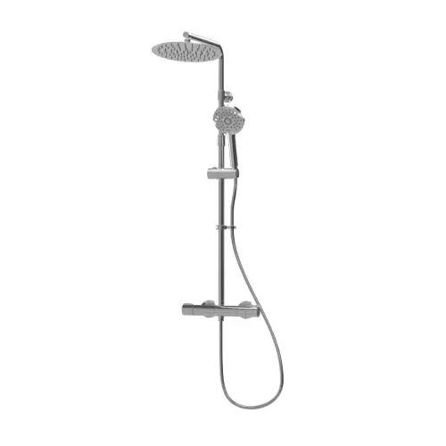 Enzo Deluxe Dual Outlet Safe-Touch Thermostatic Shower with Telescopic Riser Kit, Overhead Soaker and Handset