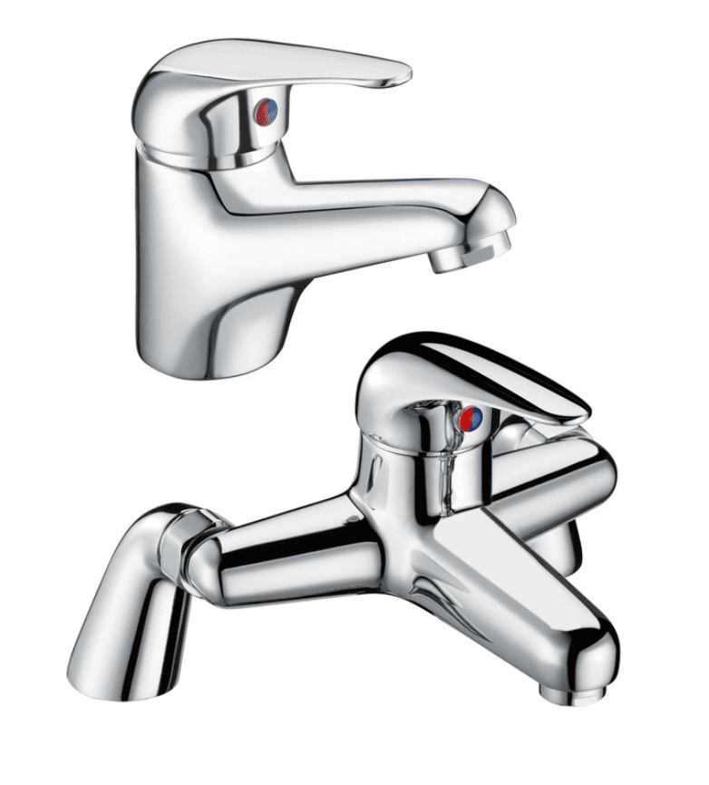 Essential Bathroom Suite with Bath Toilet Basin Set Taps and Wastes