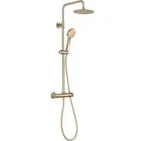 Evolve Brushed Brass Shower & Tap Bundle Pack | Bathcenter