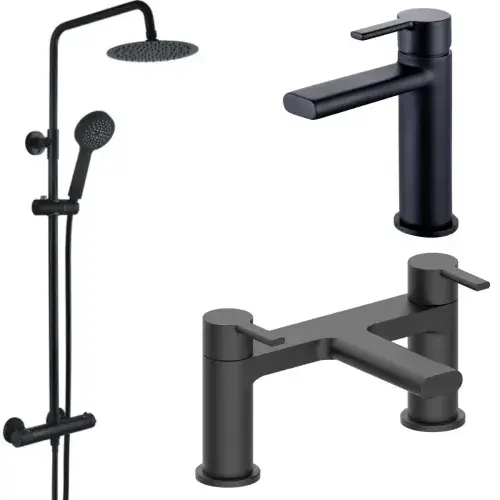 Evolve Matt Black Taps & Shower Pack
