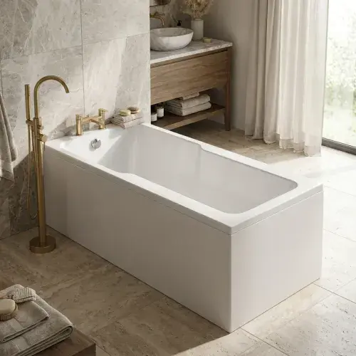 Evolve Single Ended Shower Bath, 1700mm x 750mm, White