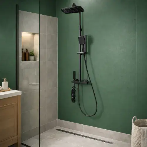 Exposed Thermostatic Shelf Shower set - Black