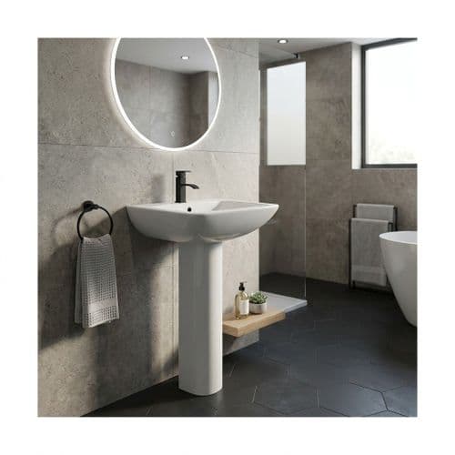 F60 Square 550mm Basin & Pedestal - 1 Tap Hole