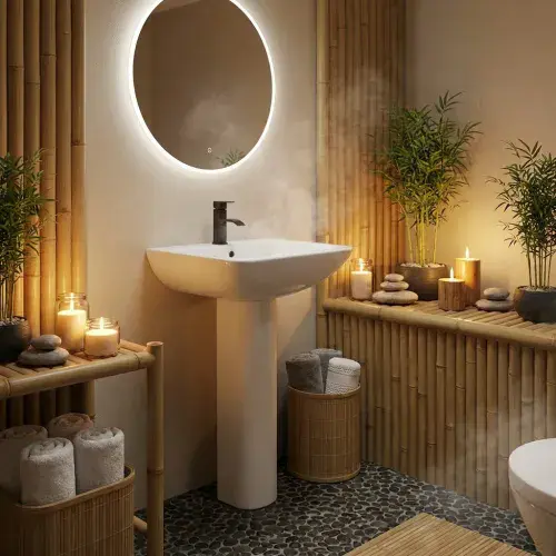 F60 Square 550mm Basin & Pedestal - 1 Tap Hole