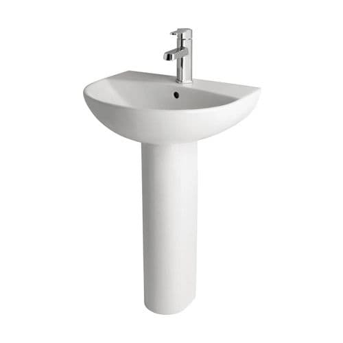 Farringdon 55cm x 46cm 1 Tap Hole Ceramic Basin with Pedestal - White