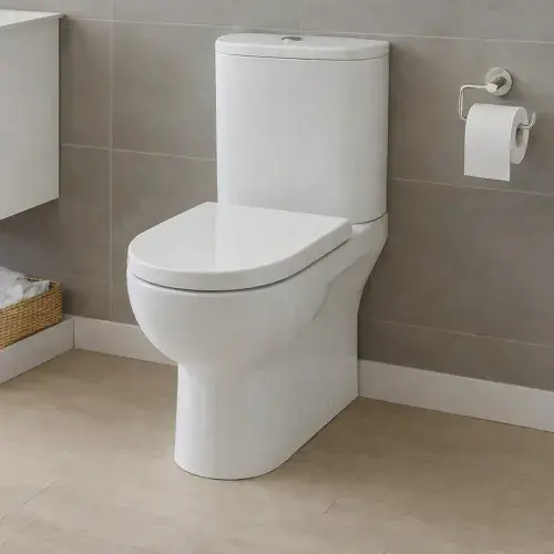 Farringdon Close Coupled Back To Wall Rimless Toilet Pan and Soft Close Seat