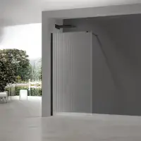 Fluted Black 800mm Walk in Shower Screen, Optional Side Panel