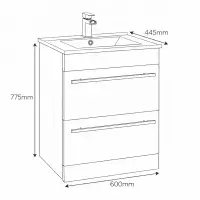 Frontline 600mm 2 Drawer Vanity Unit & Basin | Bathcenter