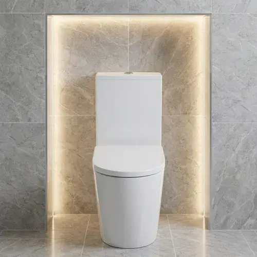 Frontline Adella Open Back Close Coupled Toilet | Soft Close Seat