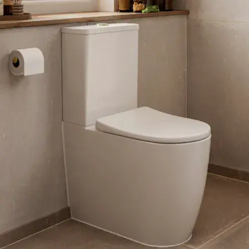 Frontline Adella Rimless Flush To Wall Toilet | Soft Close Seat