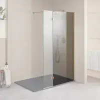Frontline Aquaglass Mineral Walk-in Clear Glass Front Panel - Various Width/Colour