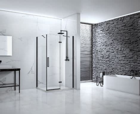 Frontline Aquaglass Onyx Hinged Door, Matt Black, Various Sizes