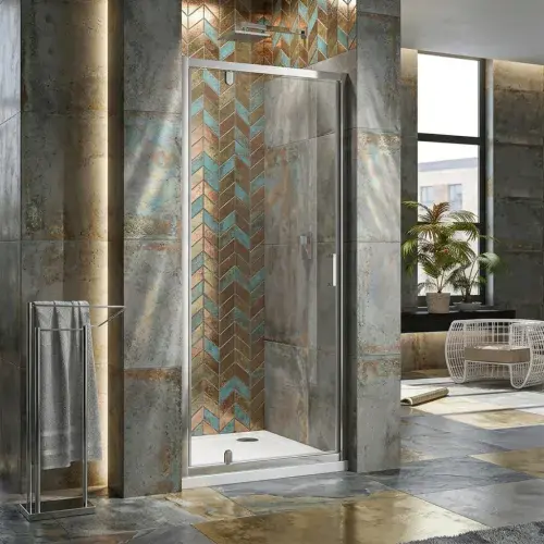Frontline Aquaglass Purity Pivot Shower Door | Aquashield Glass | Bathcenter