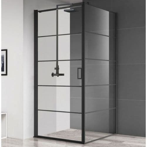 Frontline Aquaglass Velar+ Hinged Door - Black - Various Width