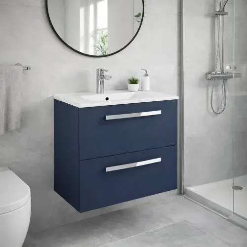 Frontline Aquatrend Furniture 600mm Wall Hung Vanity Unit & Basin with 2 Drawers, Various Colours
