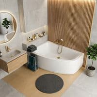 Frontline Cleo 1500x1000mm Corner Bath | Space Saving & Seat Free | Includes Front Panel