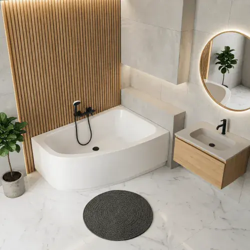 Frontline Cleo 1500mm Offset Corner Bath | Space Saving Luxury (Left or Right Hand)