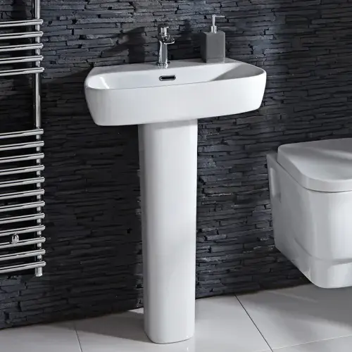 Frontline Cubix Basin With Full Pedestal - 600mm Wide 1 Tap Hole