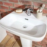 Frontline Cubix Basin With Full Pedestal - 600mm Wide - 1 TH - White