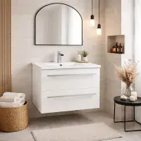 Frontline 600mm Wall Hung Vanity Unit & Basin | Bathcenter