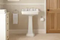 Frontline Holborn Basin With Full Pedestal - 610mm Wide - 1 or 2 Tap Holes - White