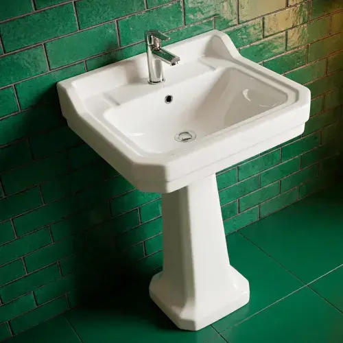Frontline Holborn Basin With Full Pedestal - 610mm Wide - 1 or 2 Tap Holes - White
