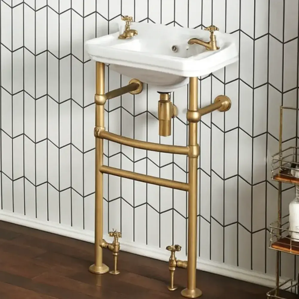 Frontline Holborn Heated Basin Washstand | 500mm | Brushed Brass