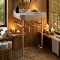 Frontline Holborn Heated 610mm Basin Washstand | Brushed Brass