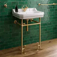 Frontline Holborn Heated 610mm Basin Washstand | Brushed Brass