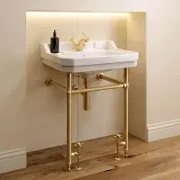 Frontline Holborn Heated 610mm Basin Washstand | Brushed Brass