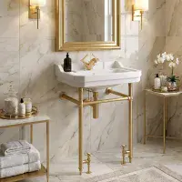 Frontline Holborn Heated 610mm Basin Washstand | Brushed Brass