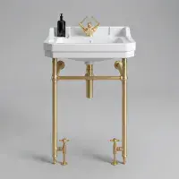 Frontline Holborn Heated 610mm Basin Washstand | Brushed Brass
