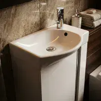 Frontline Lucca Cloakroom Floorstanding Toilet with Soft-Close Seat, 445mm Gloss White Unit & Basin
