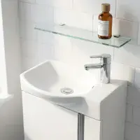 Frontline Lucca Cloakroom Floorstanding Toilet with Soft-Close Seat, 445mm Gloss White Unit & Basin