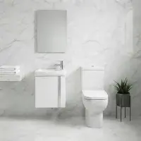 Frontline Lucca Cloakroom Floorstanding Toilet with Soft-Close Seat, 445mm Gloss White Unit & Basin