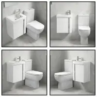 Frontline Lucca Cloakroom Floorstanding Toilet with Soft-Close Seat, 445mm Gloss White Unit & Basin